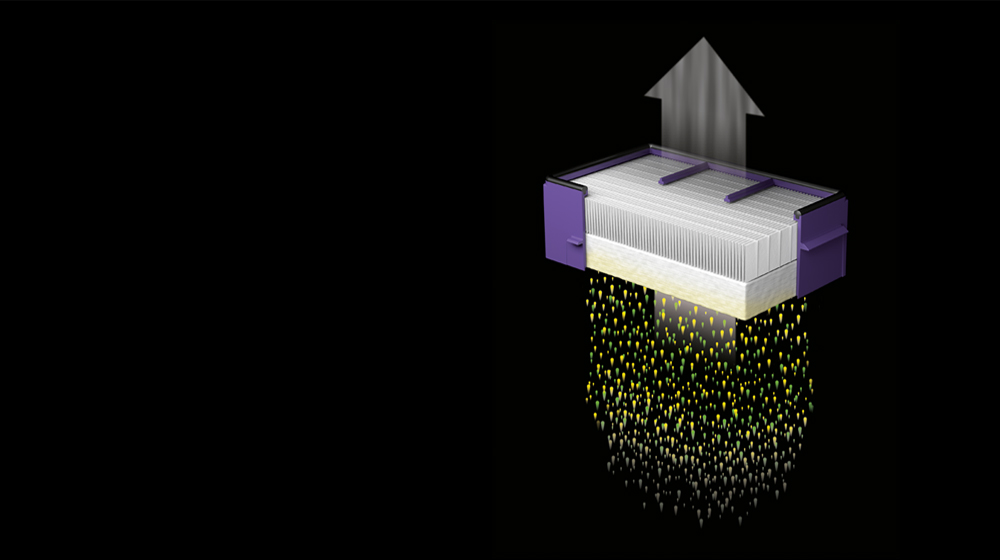 View of HEPA filtration of the Dyson Airblade dB hand dryer